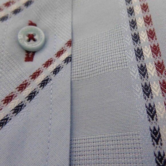 Ben Sherman Light Blue w/ Red White Blue Stripe Button Front Shirt XL - Picture 4 of 4